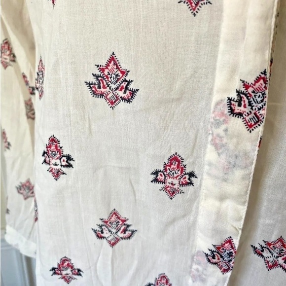 Womens Paige Size Medium Blouse Top Long Sleeve Sheer Boho Button Up White - Picture 3 of 6